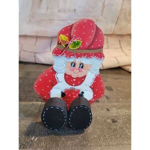 Wooden mistletoe‎ mrs. Santa Claus Xmas standing sitting Decor figure